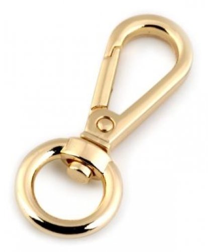 Karabinerhaken - 12mm Fädelloch - gold dick